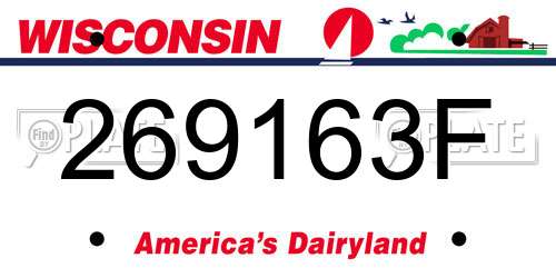 269163F Wisconsin License Plate