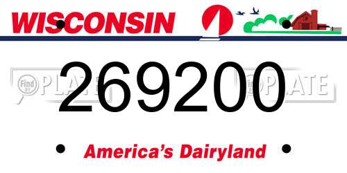 269200 Wisconsin License Plate