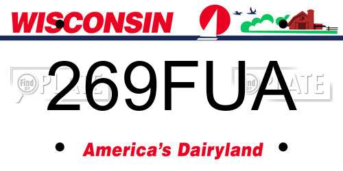 269FUA Wisconsin License Plate