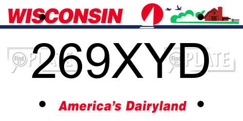269XYD Wisconsin License Plate