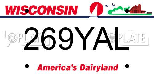 269YAL Wisconsin License Plate