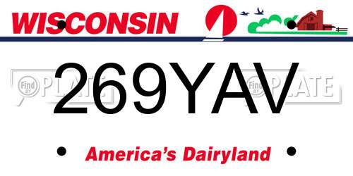 269YAV Wisconsin License Plate