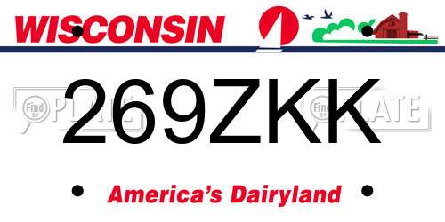 269ZKK Wisconsin License Plate