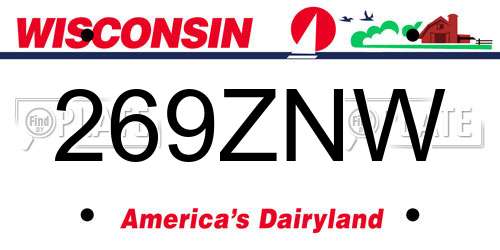 269ZNW Wisconsin License Plate
