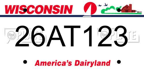 26AT123 Wisconsin License Plate