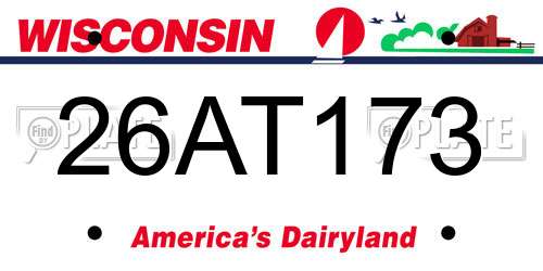 26AT173 Wisconsin License Plate