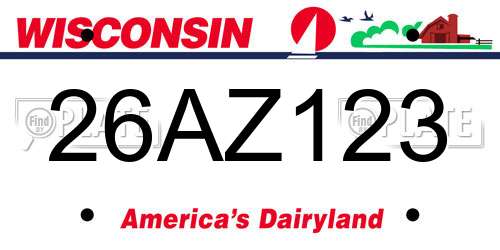 26AZ123 Wisconsin License Plate