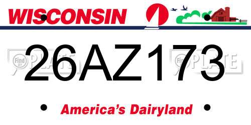 26AZ173 Wisconsin License Plate