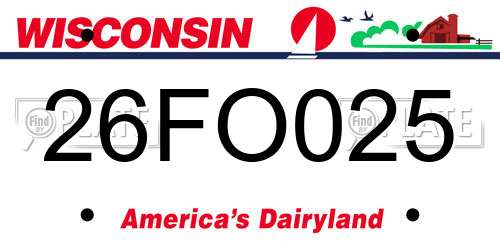 26FO025 Wisconsin License Plate