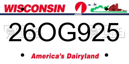 26OG925 Wisconsin License Plate