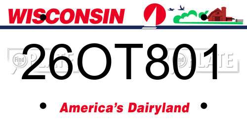 26OT801 Wisconsin License Plate
