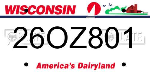 26OZ801 Wisconsin License Plate