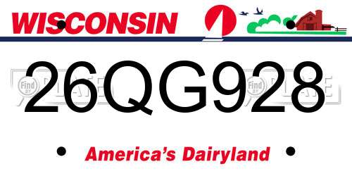 26QG928 Wisconsin License Plate