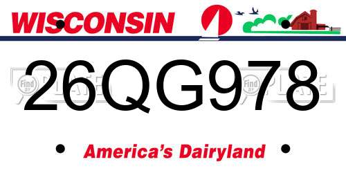 26QG978 Wisconsin License Plate