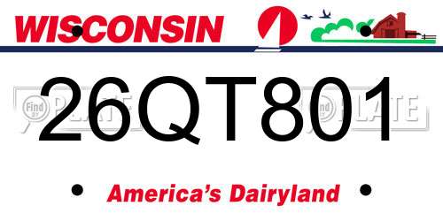 26QT801 Wisconsin License Plate
