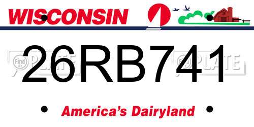 26RB741 Wisconsin License Plate