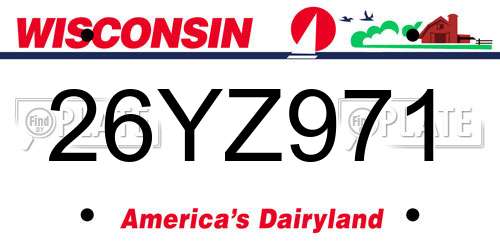 26YZ971 Wisconsin License Plate