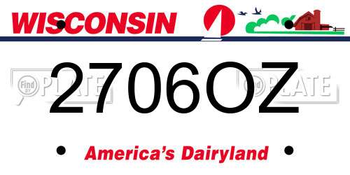 2706OZ Wisconsin License Plate