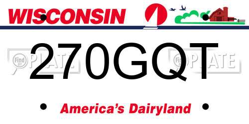 270GQT Wisconsin License Plate
