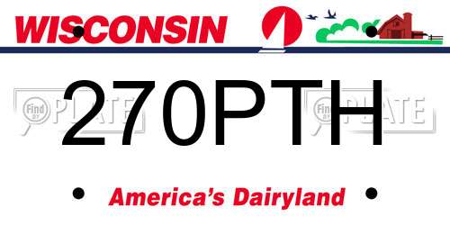 270PTH Wisconsin License Plate