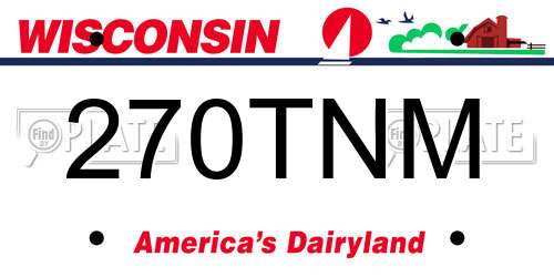 270TNM Wisconsin License Plate