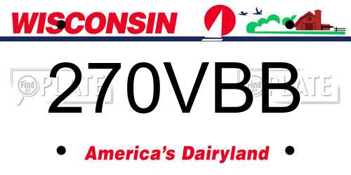 270VBB Wisconsin License Plate