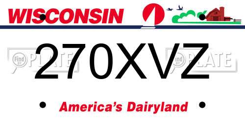 270XVZ Wisconsin License Plate