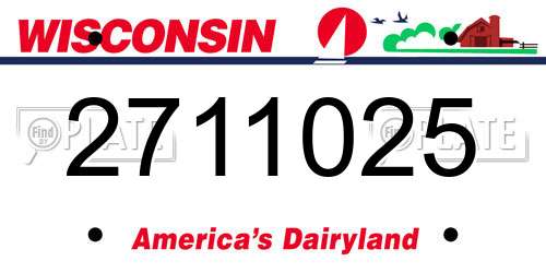 2711025 Wisconsin License Plate