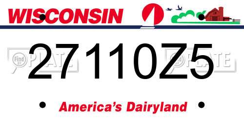 27110Z5 Wisconsin License Plate