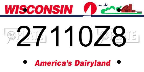 27110Z8 Wisconsin License Plate