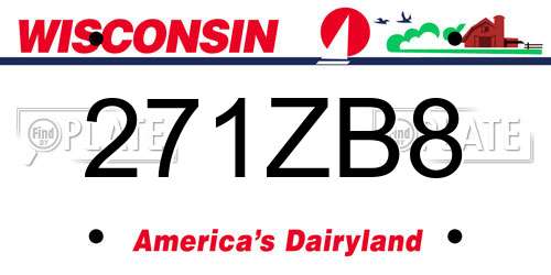 271ZB8 Wisconsin License Plate