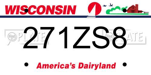 271ZS8 Wisconsin License Plate