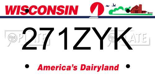 271ZYK Wisconsin License Plate