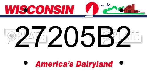27205B2 Wisconsin License Plate