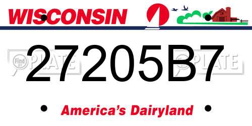 27205B7 Wisconsin License Plate