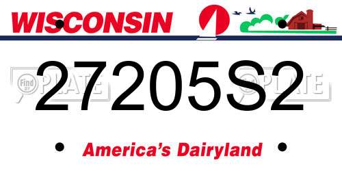 27205S2 Wisconsin License Plate