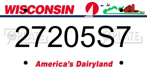 27205S7 Wisconsin License Plate