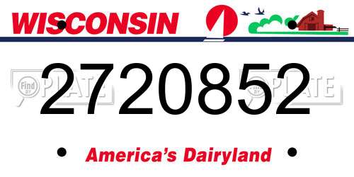 2720852 Wisconsin License Plate