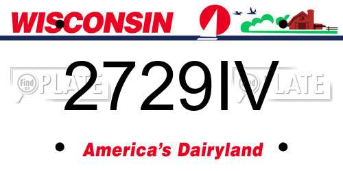 2729IV Wisconsin License Plate