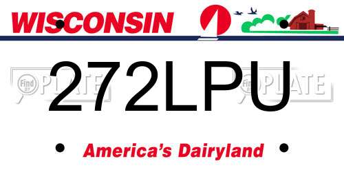 272LPU Wisconsin License Plate