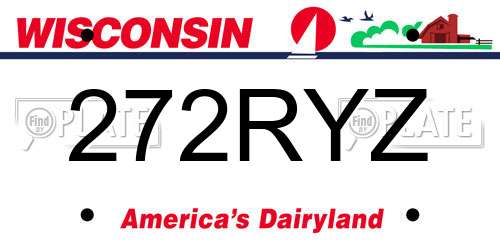272RYZ Wisconsin License Plate