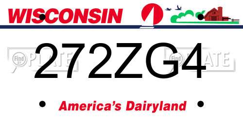 272ZG4 Wisconsin License Plate