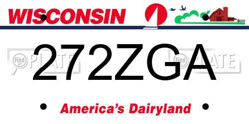272ZGA Wisconsin License Plate