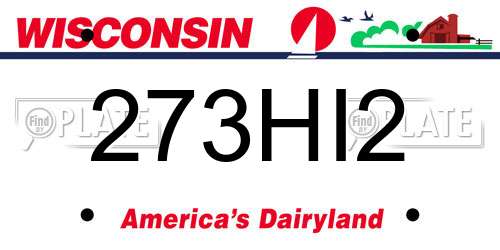 273HI2 Wisconsin License Plate