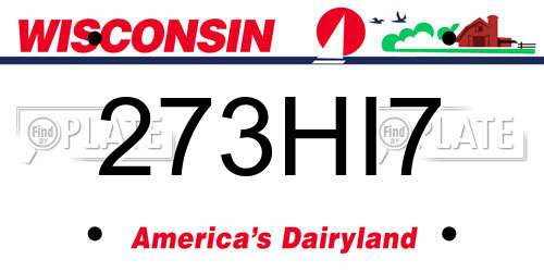 273HI7 Wisconsin License Plate