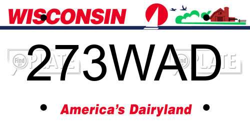273WAD Wisconsin License Plate