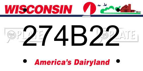 274B22 Wisconsin License Plate