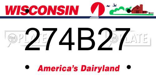 274B27 Wisconsin License Plate