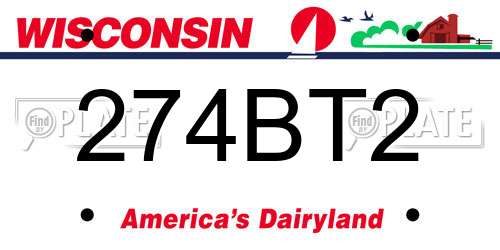 274BT2 Wisconsin License Plate