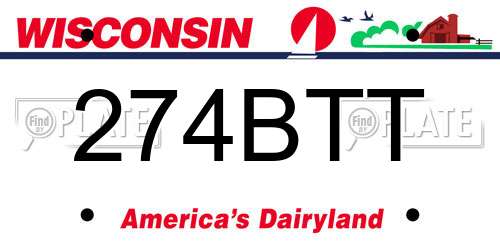 274BTT Wisconsin License Plate